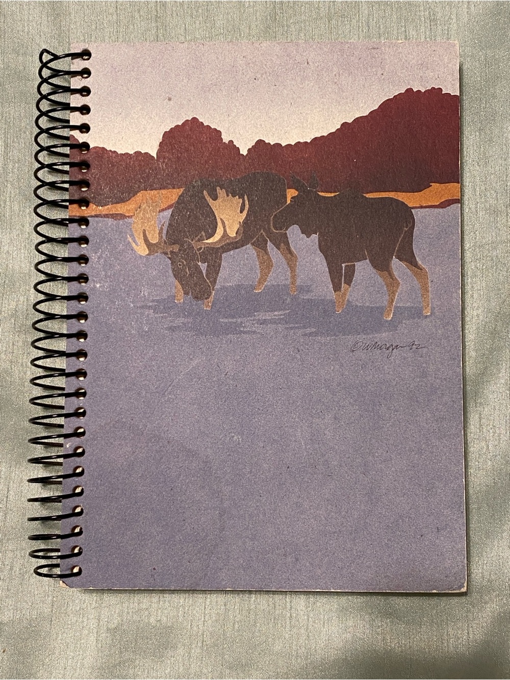 Vintage 1992 Crane Creek Graphics Moose Spiral Notebook - Wendy Morgan